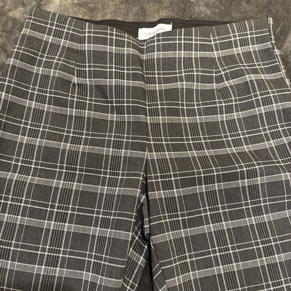Calvin Klein-Womens Pants-Dark Gray Plaid Pull On Trouser-Preppy-Size 2 - Picture 6 of 15